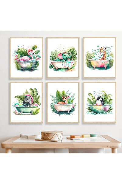 TABLOX Set de pictură MDF cu aspect de cadru cu 6 piese cu portrete colorate ...