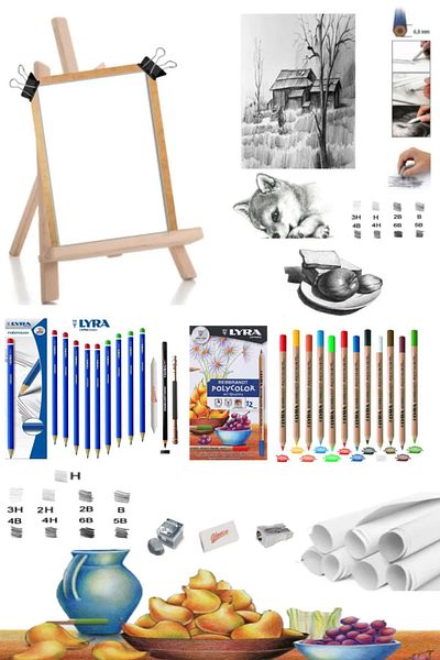 GLANCE Schoellershammer 25x35 Duralit Technical Drawing Paper - 200 gr 15 Sheets Desktop Drawing Easel Set