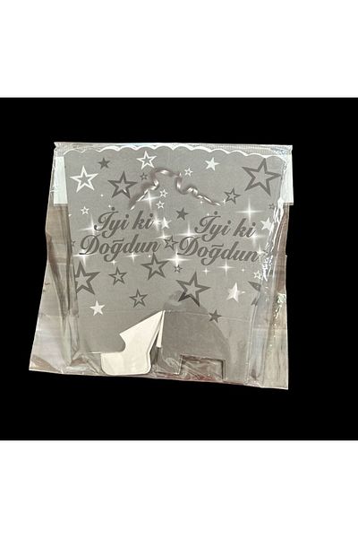 partideyince Silver Misir Box with Good Ki Doğun Written - Party Popcorn Box