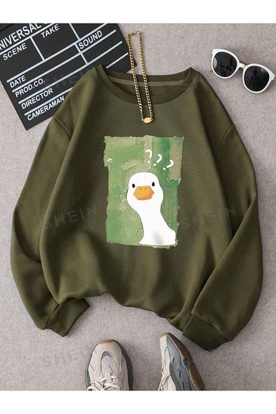 Machetta Hanorac oversize pentru copii cu imprimeu Duck