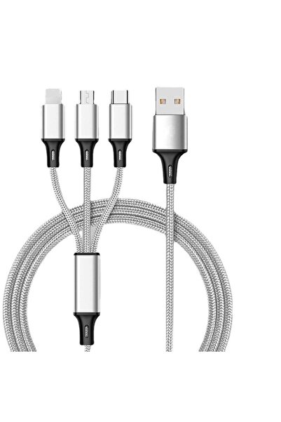CONOCER Huawei Xiaomi Samsung Iphone Uyumlu Örgü Hasır Çoklu Şarj Kablosu Typ...