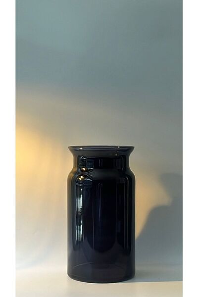 P H Panayır Home Siyah Büyük Boy Renkli Pampas Cam Vazo, Saksı, Çiçeklik