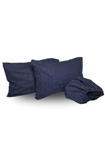 sutra 100% Cotton Satin Patterned Double Elastic Sheet Set
