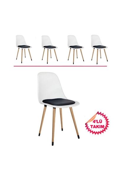 Estelia Estelia Abant Sandalye Ahşap Naturel Ayaklı 4'lü Takım (MİNDERLİ)