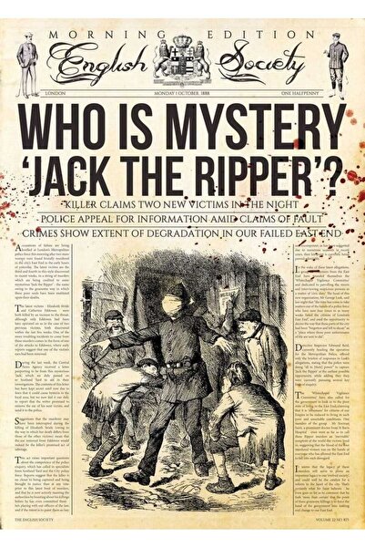 512 STORE Nostaljik Gazete Duvar Poster 30x48 Çerçevesiz / London 1888 Karındeşen Jack