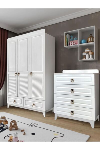 Öğünç Bebe Mobilya Oslo 3 Kapılı Dolap ve Şifonyer İkili Takım