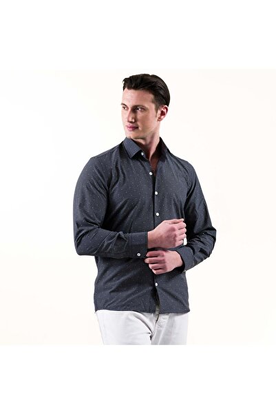 Exve Exclusive Синьо-біла сорочка в дрібну клітинку, облягаючого крою, з дихаючою тканиною, з бавовни, для літа