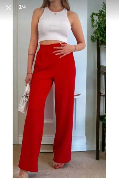 BILDEŞA High Waist Velcro Women's Palazzo Trousers