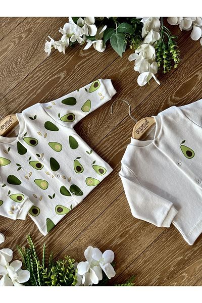 PATSAN 2-Piece Cotton Baby Top Cardigan Set Avocado