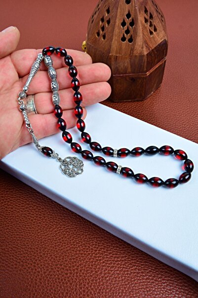 MULTİ TESBİH İsime Özel Kırmızı Sürmeli Toz Kehribar Tesbih, Tesbih