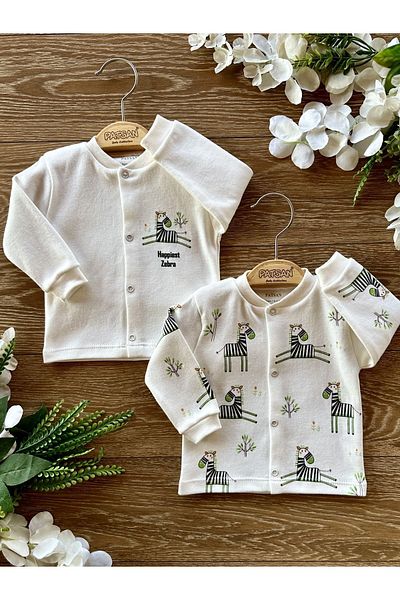 PATSAN Organic Cotton 2-Piece Baby Top Cardigan Set Zebra