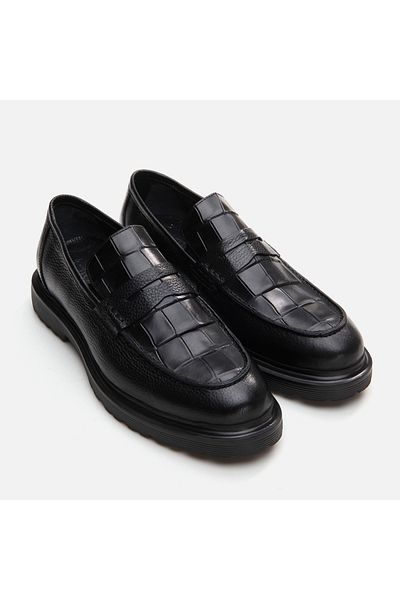 Hotiç Black Genuine Leather Men's Loafer