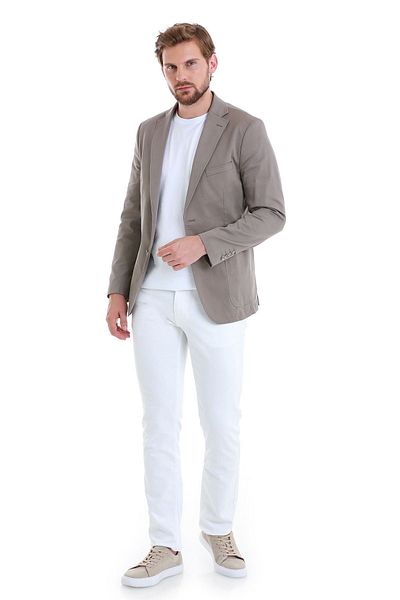 Hatemoğlu Mink Comfort Fit Solid Mono Collar Classic Jacket