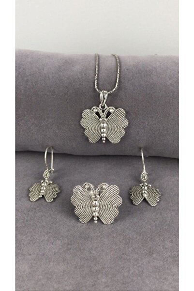 BEY SİLVER Telkari Kelebek Gümüş Kadın Set