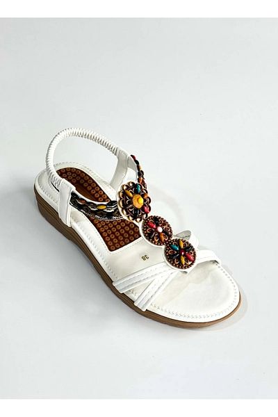 Guja Full Orthopedic Imported Elastic Sandals with Ring Beads