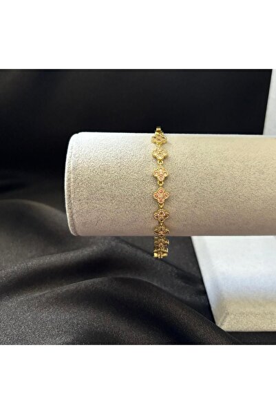 PRİDE COLLECTİON 14k Kuyumcu İşçilikli Yonca Taş Vip Bileklik