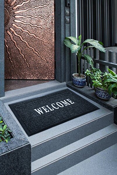 Silkcoat Home Toz Ve Nem Alıcı Paspas Welcome Yazılı Kapı Önü Paspas 45 X 75 Pvc Lux Halılı
