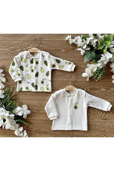 PATSAN 2-Piece Cotton Baby Top Cardigan Set Avocado