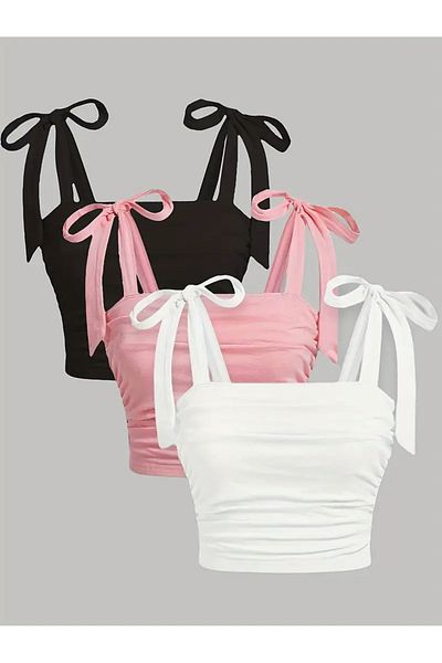 Wild Flower Crop Top cu bretele late - Vară cu fundă triplă