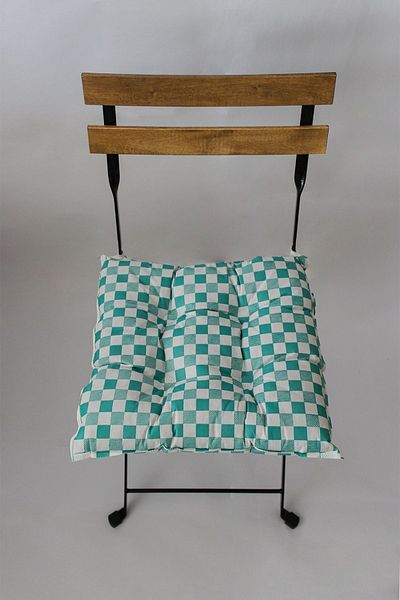 ADARYA HOME 4 Pieces Decorative Pouf Chair Cushion with Laces 40X40 (Square-Turquoise)