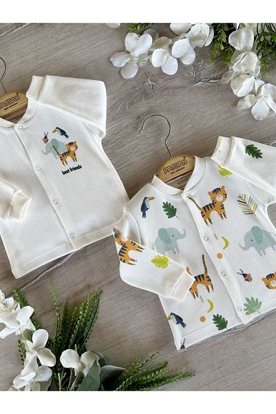 PATSAN 2-Piece Organic Cotton Baby Top Cardigan Set Kaplan
