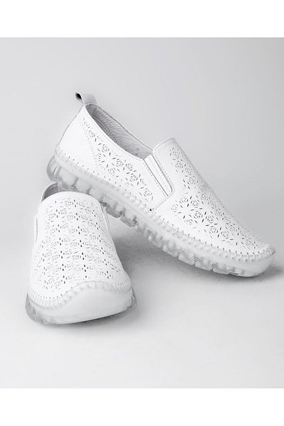 Afilli Pantofi de damă, alb, din piele naturală, gel ortopedic, talpă groasă, confortabilă, fără șireturi, pentru mers zilnic, balerină, pantofi pentru mamă