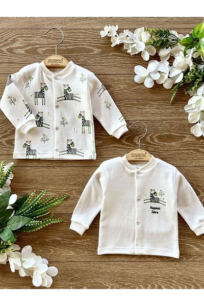 PATSAN Organic Cotton 2-Piece Baby Top Cardigan Set Zebra