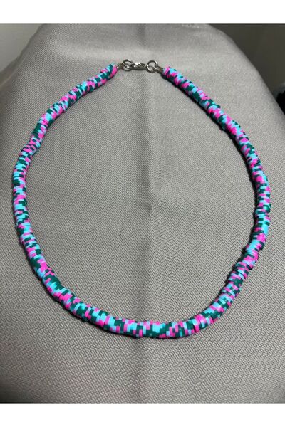 Atelier By Serkan قلادة فيمو باللون الفوشيا والأخضر