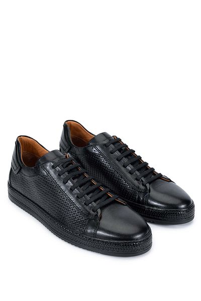 Tamer Tanca Genuine Leather Black Men's Casual Shoes
