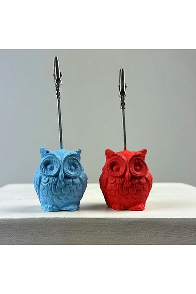Melouro Owl Note Holder Set of 2 (coral - Light Blue)