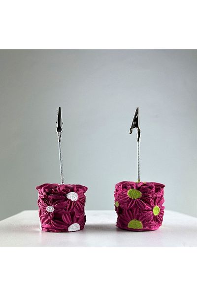 Melouro Fuchsia Daisy 2-Piece Note Holder Set