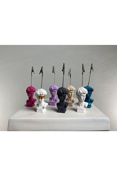 Melouro Blue Antique David Sculpture Note Holder