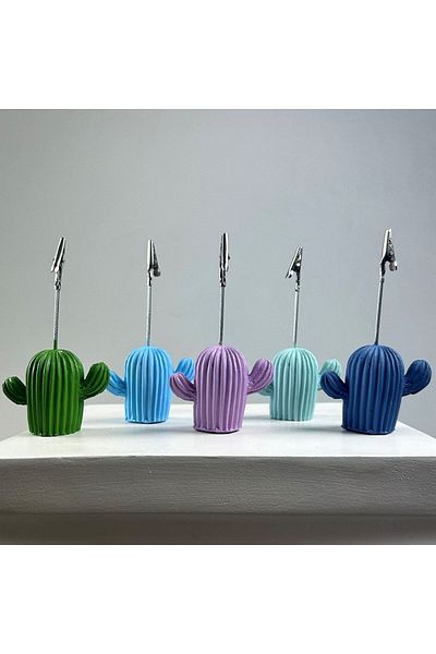 Melouro Cactus Note Holder Set of 5 (green - Lilac - Mint - Light Blue - gray Blue)