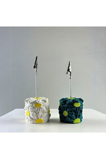 Melouro Beyaz Koyu Yeşil Papatya 2'li Not Tutucu Set