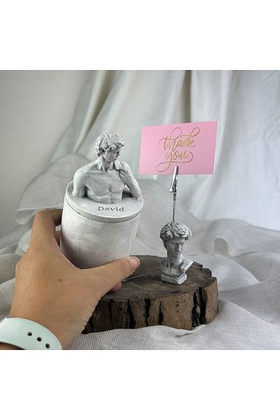 Melouro Gray Antique David Box with Lid and Note Holder Decorative Set of 2
