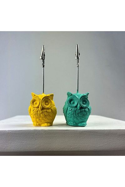 Melouro Owl Note Holder Set of 2 (yellow - Ice Green)