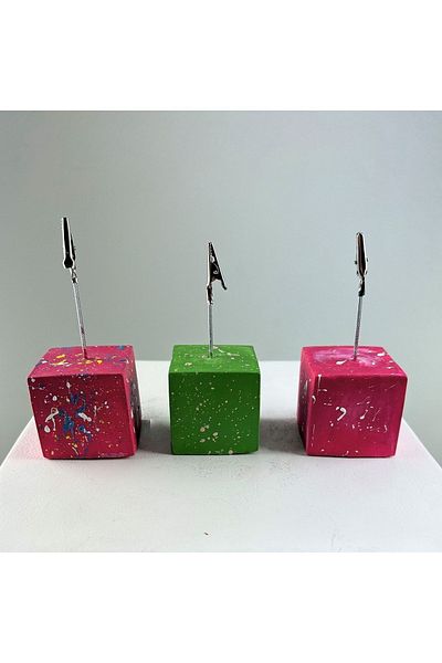 Melouro Fuchsia Green Colorful Splash 3-Piece Note Holder Set