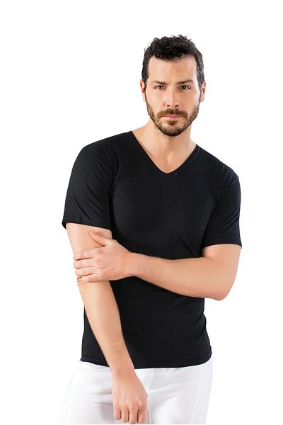 Anıt 5 Pieces V-Neck Undershirt - 100% Cotton Single Jersey Combed Cotton Short Sleeve Undershirt