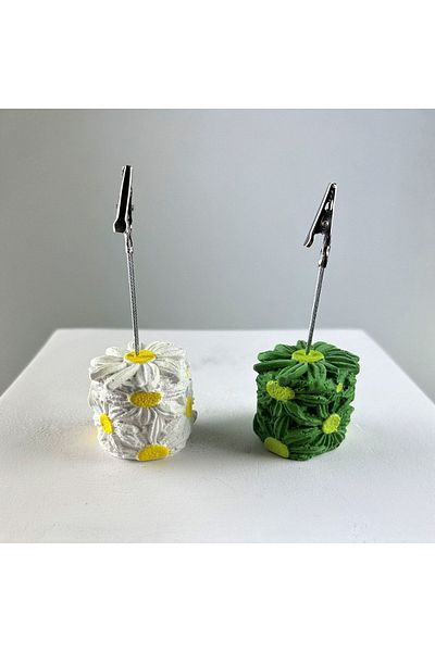 Melouro White Green Daisy 2 Piece Note Holder Set