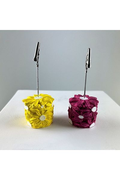 Melouro Yellow Fuchsia Daisy 2 Piece Note Holder Set