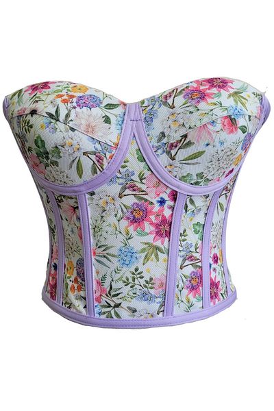 FİYPER Corset cu dantelă cu model de flori liliac Bustieră Mărime gata