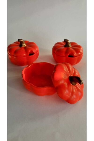 Mai Shop Dekoratif Balkabağı (TURUNCU) Renk Şekerlik&Baharatlık 3 ADET