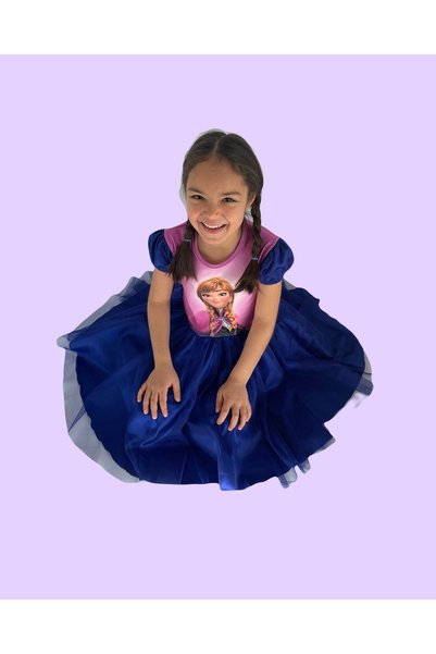 Moni Girl's Frozen/ Frozen Princess Anna Printed Kiloş Tulle Skirt Dress