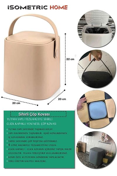 isometric Magic Κάδος Απορριμμάτων Κάλυμμα Κλικ Latte 4Lt