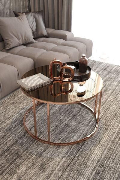 Nies Aksesuar Armoni Orta Sehpa Bronz Ayak Bronz Ayna