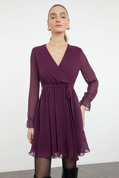 Trendyol Collection Rochie țesută dublu cu centură prune TWOAW20EL0789