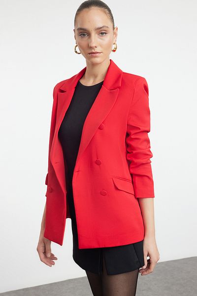 Trendyol Collection Світло-червоний двобортний піджак на підкладці з тканого полотна TWOSS21CE0137