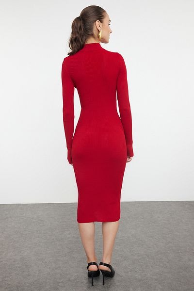 Trendyol Collection Piros Midi kötöttáru kivágott ruha - TWOAW23EL00035
