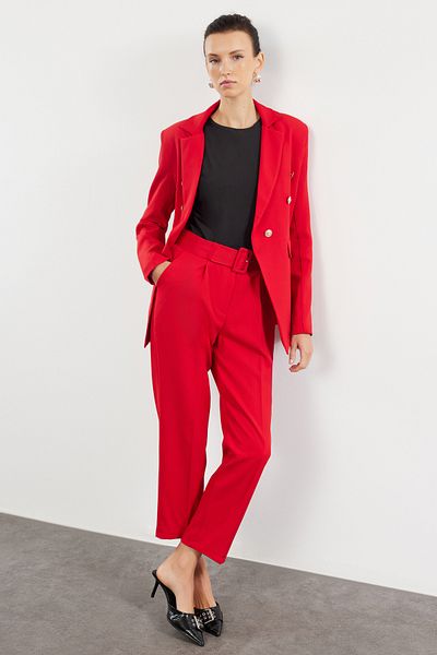 Trendyol Collection Piros blézer dzseki és szőtt nadrág szett - TWOAW25AU00115