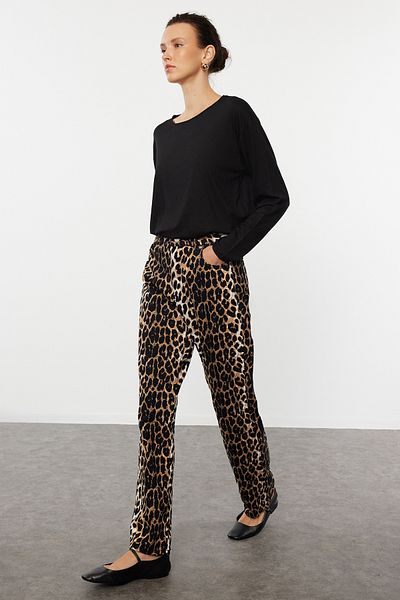 Trendyol Collection Czarna 100% bawełniana koszulka z długim rękawem oversize/szerokim krojem dzianinowa Twoaw25Ts00010